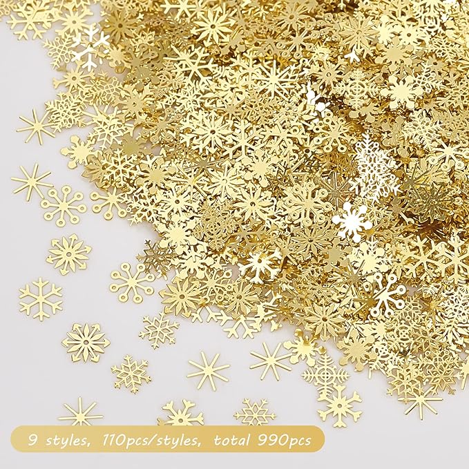 OLYCRAFT 990Pcs Sequins Shining Glitter DIY Snowflake Star Flower Nail Decorations Accessory Kit for Resin Casting and Nail Art