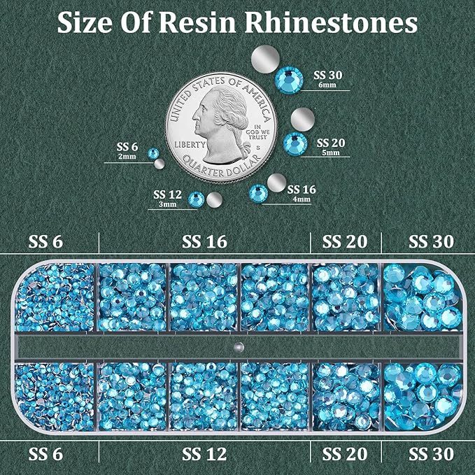 Resin Rhinestones for Crafting with B7000 Jewelry Glue, 1 Box Indicolite Flatback Crystals with 3Pcs 10ml Glue for Bedazzling Crafts DIY Nail Art Makeup，Non Hotfix Gems for Clothing Shoes