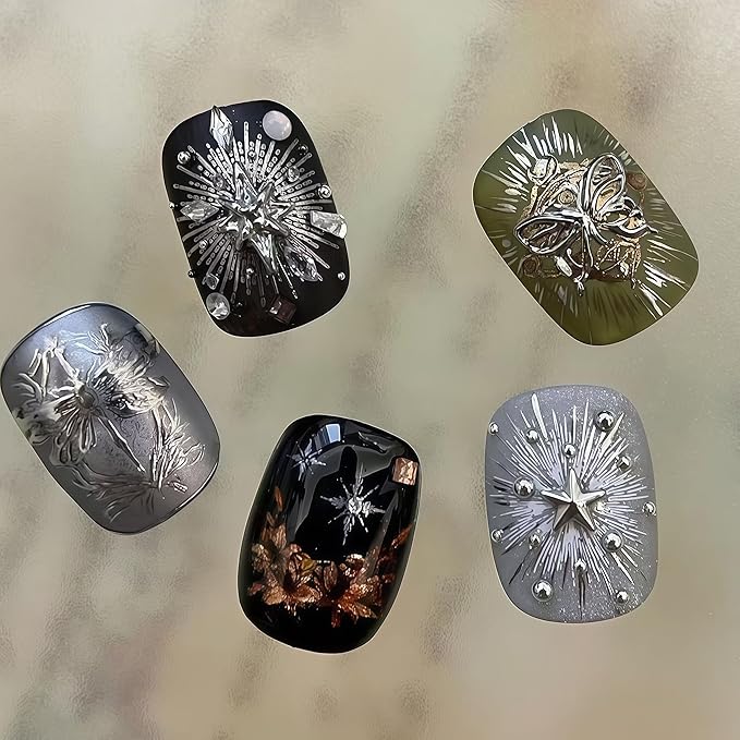 3D Star Nail Mold Multiple Shapes Metal Starlight Silicone Nails Molds Accessories Gel Moon Art Manicure Tools