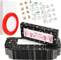 74PCS Press on Nails Packaging Box Set Includes 35PCS Empty Nail Package Box 35PCS White Background Paper 1 Double Sided Tape and 3 Thank You Stickers for Press on Nail Business (Black Sun and Moon)