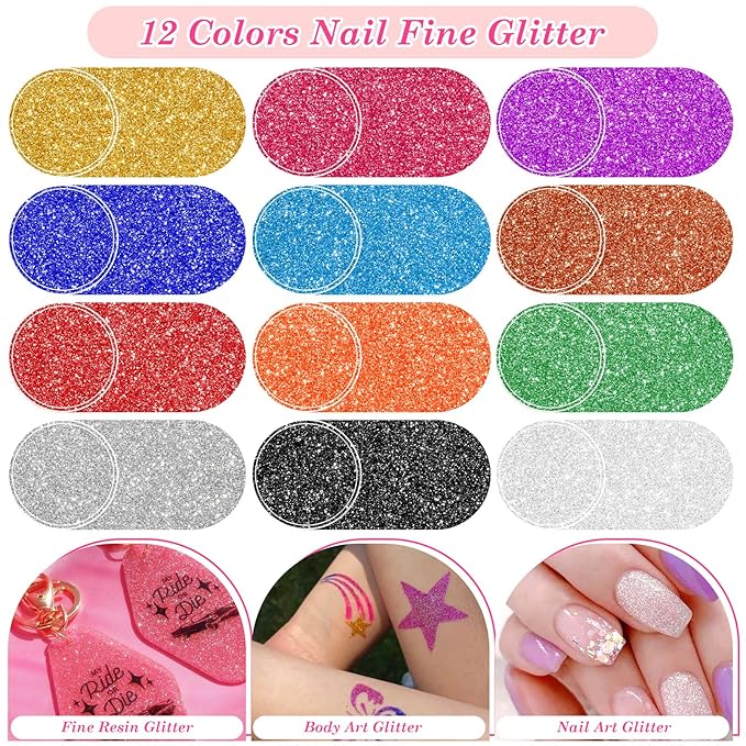 Acrylic Fake Nails Kit Press On Nail Kit with Clear Coffin Nail Tips Nail Display Stand Sequins Sticker Rhinestones Decorations Nail Glue Nail Clay Fine Glitter DIY Nail Art Tool and Supplies