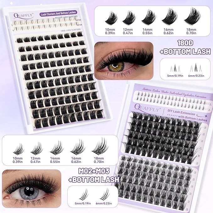 Lash Clusters Kit 949pcs Natural Cluster Lashes With Bottom Lash Manga Lashes with Lash Bond and Seal Remover Dual-Ended Brush Headband Wristband Tweezer Lash Extension Kit for Beginner