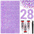 30000Pcs Resin Rhinestones for Bedazzling with Tweezers, Lavender Purple AB Rhinestones for Crafting with 3Pcs 10ml B7000 Jewelry Glue for DIY Crafts Clothing Tumblers Shoes Fabric Nail Art