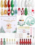 beetles Gel Polish Merry Glitzmas 2025 Gift Box – Nail Art Set with Mini LED Nail Lamp Base Top Coat and Festive Holiday Surprises Gifts for Women Girls