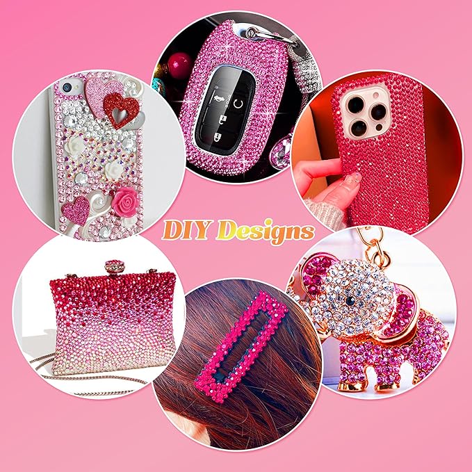 22000 Pcs Pink Flatback Pearls and Rhinestones Bedazzling Kit, Resin Rhinestones Gems for Crafting, Mixed Size Half Pearls Gems for Nails Face Eyes Makeup Bottles Shoes DIY Crafts