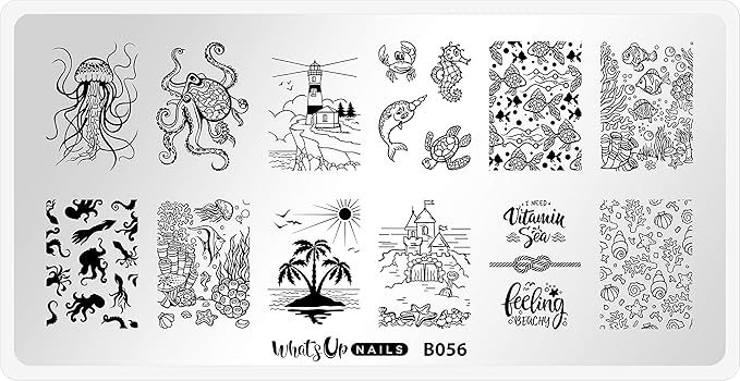 Whats Up Nails - B056 Coasting to the Sea Stamping Plate for Nail Art Design