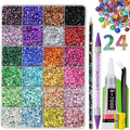Resin Jelly Rhinestones for Bedazzling, EARLMONI Multi Colord Bedazzler Kit with 15ml B7000 Glue Rhinestone Pen Tool for Clothes Nail Art (C 24 Colors, 4MM)
