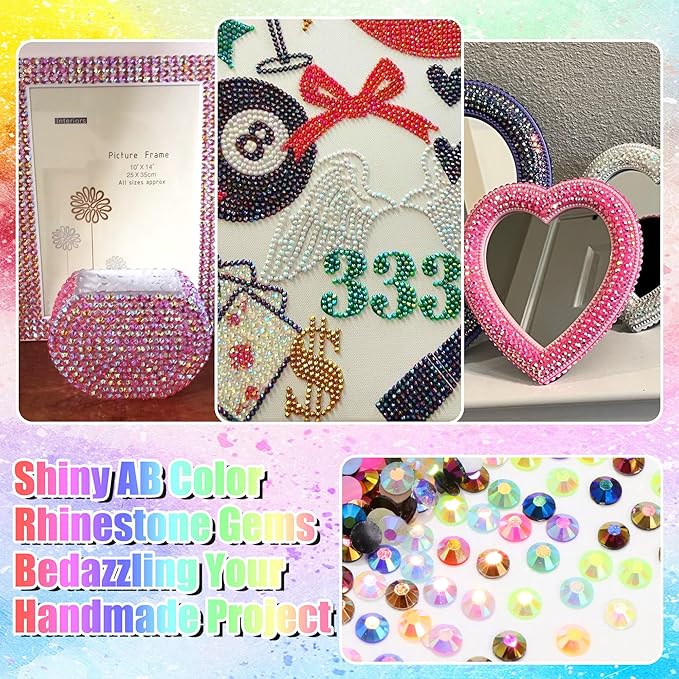 RODAKY 30000PCS Resin Jelly Rhinestone Kits 2/3/4/5mm Flatback Rhinestones for Bedazzling Crystal Gems 6 Colors Crystal Beads for Crafting 2PCS B7000 Jewelry Glue Tweezers Pickup Pencil