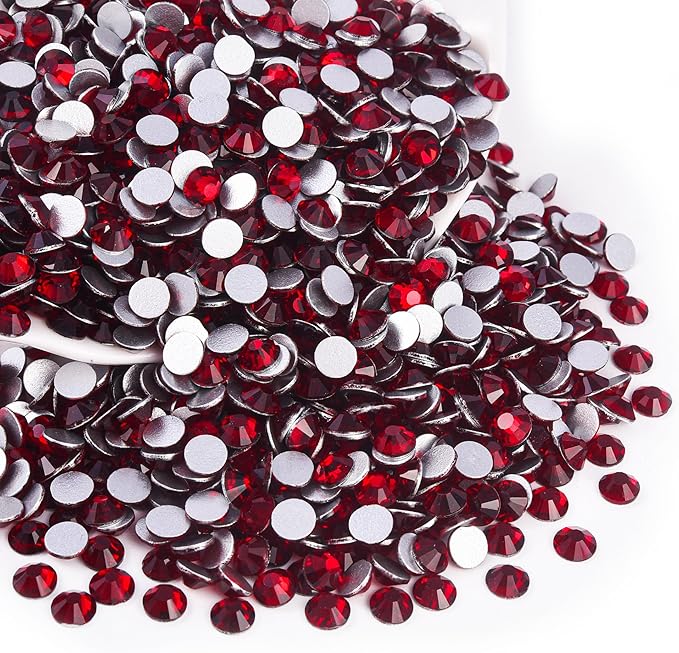 Blinginbox Glass Flatback Rhinestones Crystal Round Gems,Dark siam,SS6-SS20/2880pcs