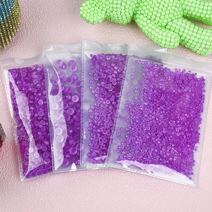 Blinginbox Flatback Rhinestones Round Gems, 288pcs Luminous Series Glass Stones Neon Gems Non Hotfix Crystal Rhinestones for Nail Charms Crafts Clothes Tumblers,New Amethyst neon,SS30.