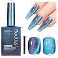 Beetles Cat Eye Gel Nail Polish - 15ML 9D Cat Eye Chameleon Blue Glitter Gel Polish Magnetic Shimmer Effect Soak Off UV DIY Holo Blue Dream Manicure Gift for Women
