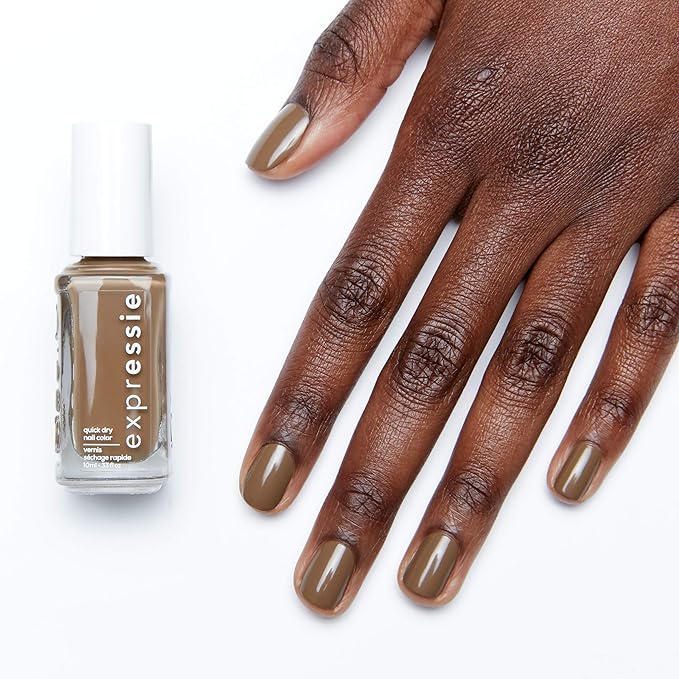 essie expressie Quick-Dry Vegan Nail Polish, Don't Be Latte, Mid Tone Brown, 0.33 Ounce