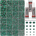 33000Pcs Green Rhinestones for Bedazzling, Bedazzler Kit with Flatback Craft Rhinestones Emerald Dark Green Bulk and B7000 Glue, 2,3,4,5,6mm Resin Flat Back Crystals for Craftings, Clothes, Nails