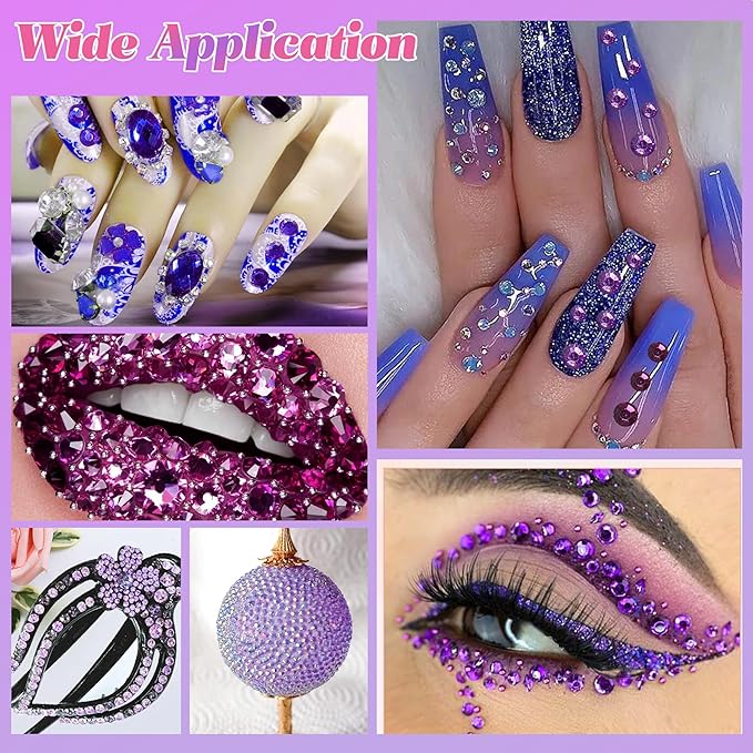 22000 Pcs Purple Flatback Pearls and Rhinestones Bedazzling Kit, Resin Rhinestones Gems for Crafting, Mixed Size Half Pearls Gems for Nails Face Eyes Makeup Bottles Shoes DIY Crafts