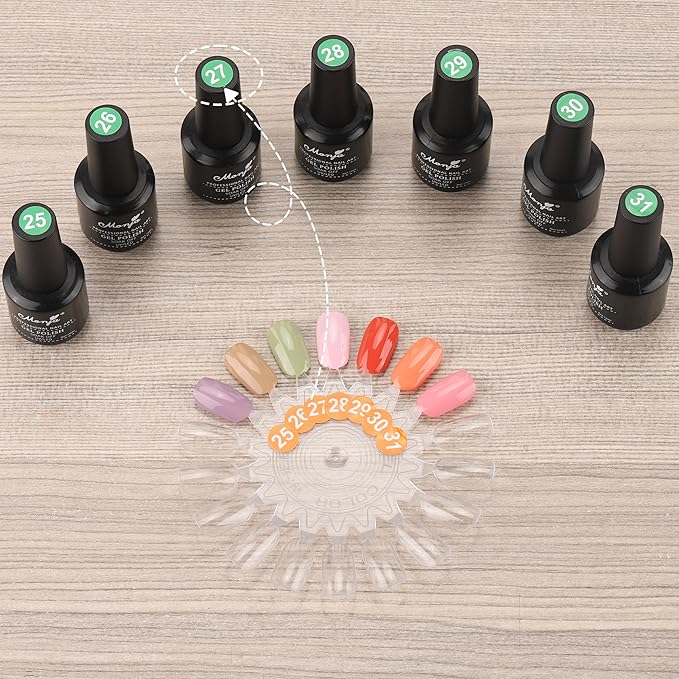 Tbestmax 720 Pcs Nail Color Swatches, Clear Nail Polish Color Sample Swatch with Number Stickers, Round False Nail Display Tips