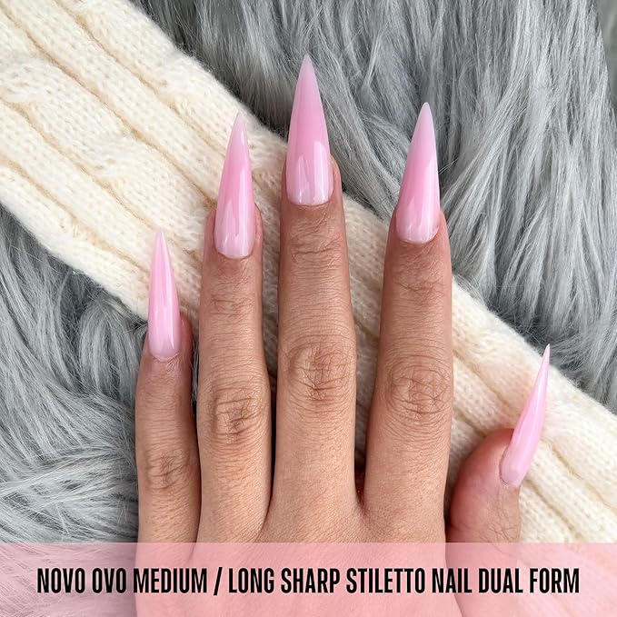 NOVO OVO Medium/Long Stiletto Pointed Nail Dual Forms for Polygel Extension, Reusable Full Cover Acrylic/Builder/Hard Gel Poly Gel Molds of Manicure Art for Salon DIY x 14 sizes 280 Pcs