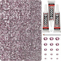 33000Pcs Light Pink Rhinestones for Bedazzling, Bedazzler Kit with Flatback Craft Rhinestones Baby Pink Bulk and B7000 Glue, 2,3,4,5,6mm Resin Flat Back Crystals for Craftings, Clothes, Shoes, Nails