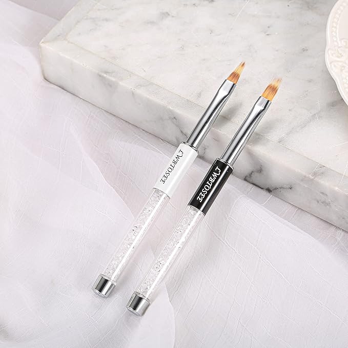 LWBTOSEE 5PCS Nail Ombre Brush Nail Art Painting Pen Brush UV Gel Polish Gradient Color Rhinestone Crystal Acrylic Liner Brush Painting Pen Gel Polish Crystal Nail Art Manicure Tools (Gold)