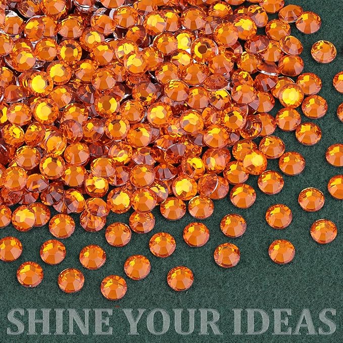 Resin Rhinestones for Crafting with B7000 Jewelry Glue, 2 Boxes Orange Flatback Crystals with 3Pcs 10ml Glue for Bedazzling Crafts DIY Nail Art Makeup，Non Hotfix Gems for Clothing Shoes