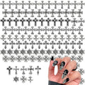 120 PCs Silver Cross Nail Charms – Cross Charms for Nails – Sturdy and Easy-to-Apply Decorations, DIY and Professional Use, 3D Art for Nails | Works with Rhinestones and Nail Art Striping Tape Lines
