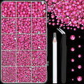 16000Pcs Resin Rhinestones with Tweezers for Crafting, Hot Pink 2-6mm Mixed Sizes Non Hotfix Flatback Gems, Bedazzling Crystal for DIY Crafts Clothing Tumblers Mugs Shoes Fabric Decor Nail Art