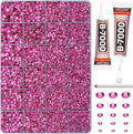 20100Pcs Fuchsia Resin Rhinestones 2,3,4,5,6mm Flatback for Bedazzling Crafting Crafts Clothing Clothes Fabric Shoes Nail Art, Flat Back Gems Diamonds Bedazzler Kit Bulk Jewels Crystals Gemstones