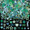 100 Pieces 3D Resin Butterfly Bear Nail Charms Rose Flower Peach Skirt Bow Deer Snake Rabbit Animal Shaped Nail Art Rhinestones Pearls for DIY Nail Art Decoration Making Craft (Green)