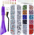 Blinginbox Hot Fix Applicator Tool, Hotfix Rhinestone Setter Bedazzler Kit with Rhinestones, Kit, Hot Fixed Wand for Clothes Clothing Fabric Crafts, 4000 Pcs, AB Crystal, Clear,7 Gems Sizes