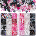 2050 Pieces 3D Butterfly Rose Flower Bow Rabbit Bear Nail Charms Kit with Nail Art Rhinestones Pearls Crystal Gems Nail Slices for Manicure DIY Crafts Jewelry Accessories (Pink Black White)