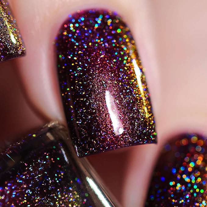 ILNP Bardot - Deep Mahogany Red Holographic Nail Polish