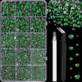 16000Pcs Resin Rhinestones with Tweezers for Crafting, Emerald Green 2-6mm Mixed Sizes Flatback Gems, Bedazzling Crystal for DIY Crafts Clothing Tumblers Mugs Shoes Fabric Nail Art