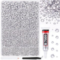 25000Pcs Resin Rhinestones for Crafting, Clear 2-6mm Mixed Sizes Non Hotfix Flatback Gems with 1Pcs Glue, Bedazzling Crystal for DIY Craft Clothing Mugs Tumblers Shoes Fabric Decor Nail Art