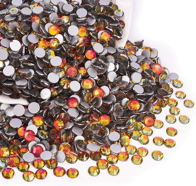 Blinginbox Glass Flatback Rhinestones Crystal Round Gems,Red Volcanic,SS16/1440pcs,3.8-4.0mm