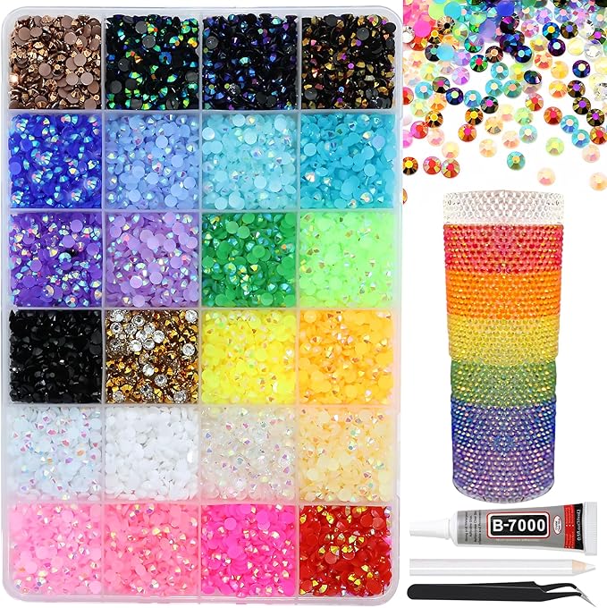 RODAKY Resin Jelly Rhinestones for Crafting Bedazzling,24 Color Rhinestones for Nails Art,4MM Nail Rhinestone and Gems,Nail Diamond Flatback Gems Crystals Charms for Nail Design DIY Makeup Decor