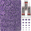 33000Pcs Dark Lavender Rhinestones for Bedazzling, Bedazzler Kit with Flatback Craft Rhinestones Bulk and B7000 Glue, 2,3,4,5,6mm Resin Flat Back Crystals for Craftings, Crafts, Clothes, Shoes, Nails