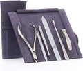GERMANIKURE 6pc Manicure Set in Purple Suede Case - FINOX Stainless Steel Tools Made in Germany, Glass Nail Care Supplies Made in Czech Republic – Professional Cuticle and Nail Care Kit