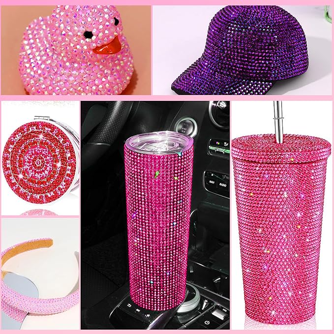 22000 Pcs Pink Flatback Pearls and Rhinestones Bedazzling Kit, Resin Rhinestones Gems for Crafting, Mixed Size Half Pearls Gems for Nails Face Eyes Makeup Bottles Shoes DIY Crafts