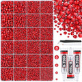 30000Pcs Resin Red Rhinestones for Bedazzling Crafting with b7000 Jewelry Glue, Bulk Flatback Gems Bedazzler Kit for Crafts Clothes Shoes Fabric Nail Diamond Art, Assorted Size 2/3/4/5/6mm