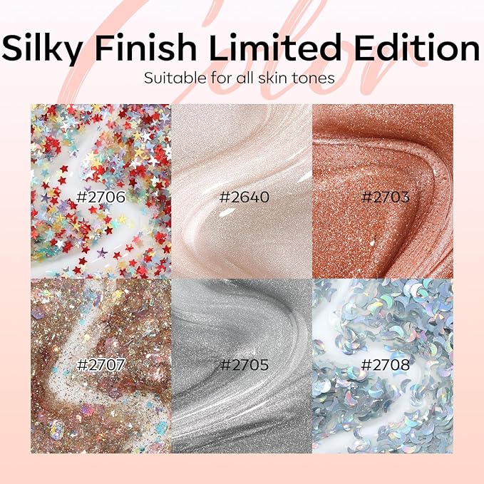Modelones Gel Nail Polish Set, 6 Colors 2026 Nude Brown Sliver Cat Eye Gel Polish Creative Stars Moon Shape Glitter Nail Polish with Magnet& Wooden Stick All Seasons Soak Off LED Manicure Kit DIY Gift