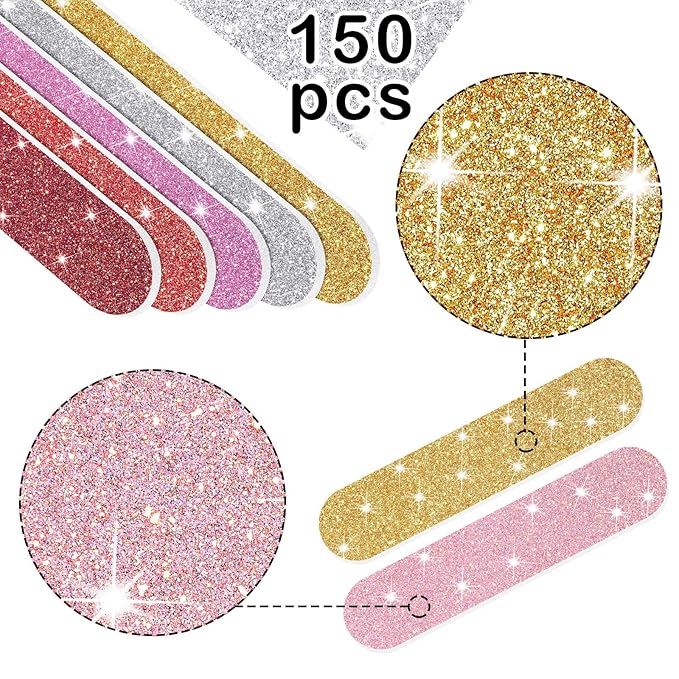 Mudder 150 Pack Mini Nail Files Bulk, Double Sided Emery Boards for Nails, Disposable Small Gift Set, Colorful Grit Emery Files Tools for Fingernails Manicure Pedicure Shaping Buffing Smoothing Cute