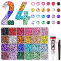 12600Pcs Resin Rhinestones for Bedazzling with Tweezers, Multicolor 4mm Rhinestones for Crafting with B7000 Jewelry Glue for DIY Crafts Clothing Tumblers Shoes Fabric Nail Art