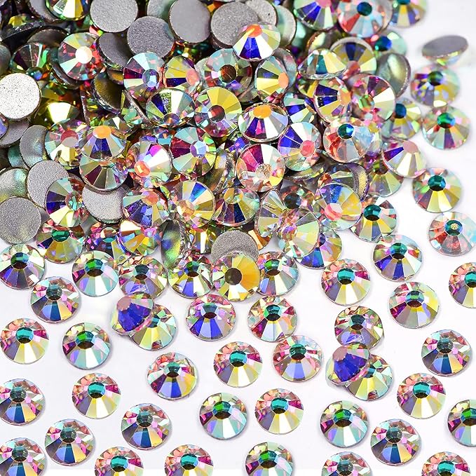 Blinginbox 1440 Pieces SS16/3.8-4mm Clear Crystal Flat Back Brilliant Round Rhinestones Glass Stones Glitter Gems Crystals Diamond (Crystal AB).