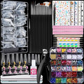 Teenitor Press On Nail Kit - Clear Coffin Nail Tips, Art Brushes, Dotting Pen, Glitter, Stickers & Rhinestones