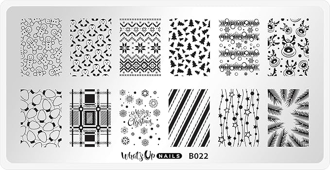 Whats Up Nails - B022 Winter Time Stamping Plate for Christmas Winter Nail Art Design