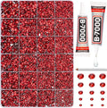 20100Pcs Red Resin Rhinestones 2,3,4,5,6mm Flatback for Bedazzling Crafting Crafts Clothing Clothes Fabric Shoes Nail Art, Flat Back Gems Diamonds Bedazzle Kit Bulk Jewels Crystals Gemstones