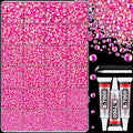 25000Pcs Resin Jelly Rhinestones with Tweezers for Crafting, Hot Pink AB Flatback Gems, Bedazzling Crystal with 3Pcs 10ml B7000 Jewelry Glue for DIY Crafts Clothing Tumblers Shoes Fabric Nail Art