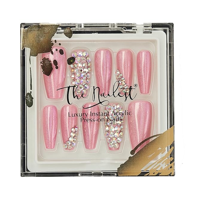 The Nailest - Instant Luxury Acrylic Press-on Nails-Medium Coffin- La Vie En Rose