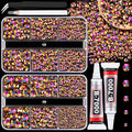 Resin Jelly Rhinestones for Crafting with B7000 Jewelry Glue, 2 Boxes Gold Rose AB Flatback Crystals with 2Pcs 10ml Glue, Bedazzling Non Hotfix Gems for DIY Tumblers Clothing Shoes Manicure