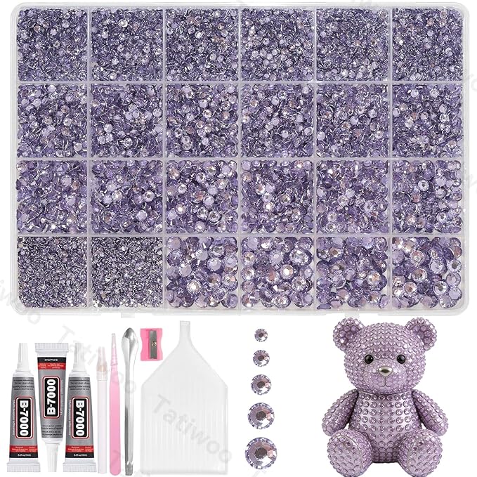 20000Pcs Light Purple Flatback Jelly Resin Rhinestones for Bedazzling, Mix Sizes Crystal Rhinestones Gems, Purple Gems Bedazzling for Crafting for DIY Face Makeup Crafts Tumblers