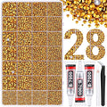 30000Pcs Resin Rhinestones for Bedazzling with Tweezers, Mine Gold Rhinestones for Crafting with 3Pcs 10ml B7000 Jewelry Glue for DIY Crafts Clothing Tumblers Shoes Fabric Nail Art